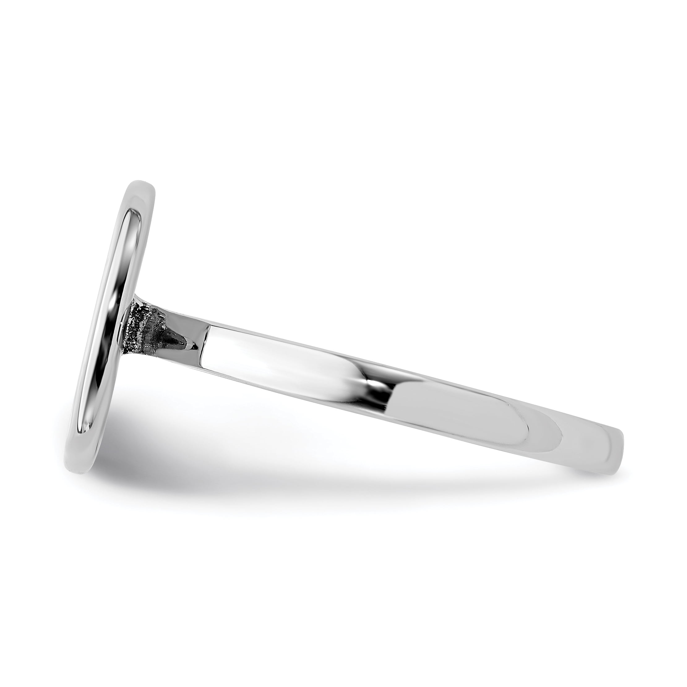 Sterling Silver Polished White Enameled Peace Sign Ring