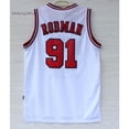 thumbnail image 2 of Nueva NBA Hombres Chicago Bulls # 91 Dennis Rodman Vintage Bordado jersey De Baloncesto Blancopangjing, 2 of 3