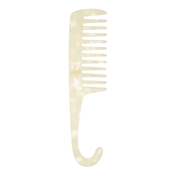 Unique Bargains 1 Pc Fashion Portable Wide Tooth Comb White Acetate Sheet