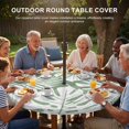 thumbnail image 3 of Round Outdoor Tablecloth with Umbrella Hole and Zipper, Palm Tree Monstera Tablecloth with Elastic Waterproof, Sage Green White Leaf Boho Botanical Patio Table Covers for 31" - 35" Pool Tables, 3 of 9