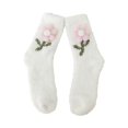 thumbnail image 2 of MSJUHEG Fuzzy Socks,Warm Socks,Slipper Socks for Men,Fluffy Socks,Wool Socks,Thickened Non Shedding Sleeping Socks with Small Flowers Beige One Size, 2 of 3