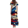thumbnail image 4 of SAATLERI USA Flag Dress for Women Elegant Independence Day Print Dresses Summer V Neck Short Sleeve America Clothes Summer Dresses, 4 of 5