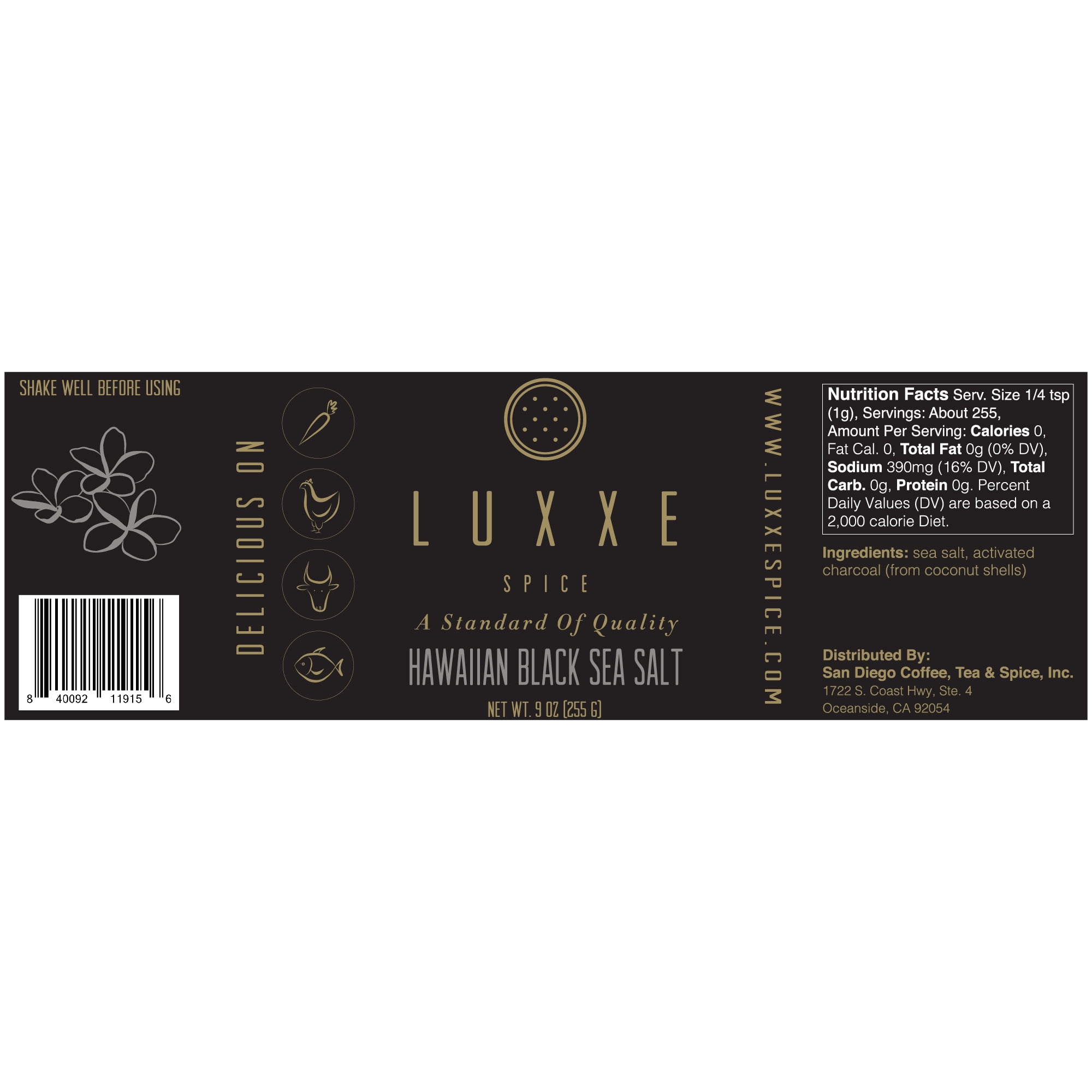 LUXXE Spice Sea Salt Trio with Black Hawaiian, Red Hawaiian & Pink Himalayan, 27 oz