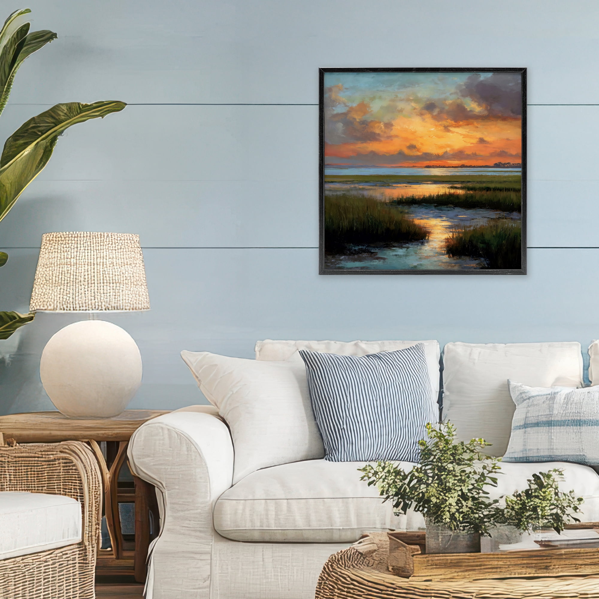 Stupell Industries Evening Marshland Glow Black Framed Giclee Art, design by Petal Prints Design