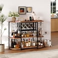 thumbnail image 1 of BeesClover Wine Bar Rack Cabinet with LED Lights and Power Outlet, Mini Wine Bar Cart with Storage and Glass Holder, Home Bar Coffee Bar for Liquor, 3-Tier Bar Table for Kitchen, Living Room, 1 of 7