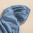 thumbnail image 3 of Michellecmm Kids Baby Girls Summer 2PCS Denim Clothes Set, Little Girls Solid Color Short Sleeve Off-shoulder Cropped Tops + Irregular Hem Skirt Outfit, 3 of 7