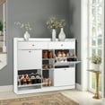 thumbnail image 2 of Ktaxon Shoe Cabinet with 4 Flap Drawers, Pull-out Drawers and 3-Tier Open Shoe Rack, for Entryways, White, 2 of 17