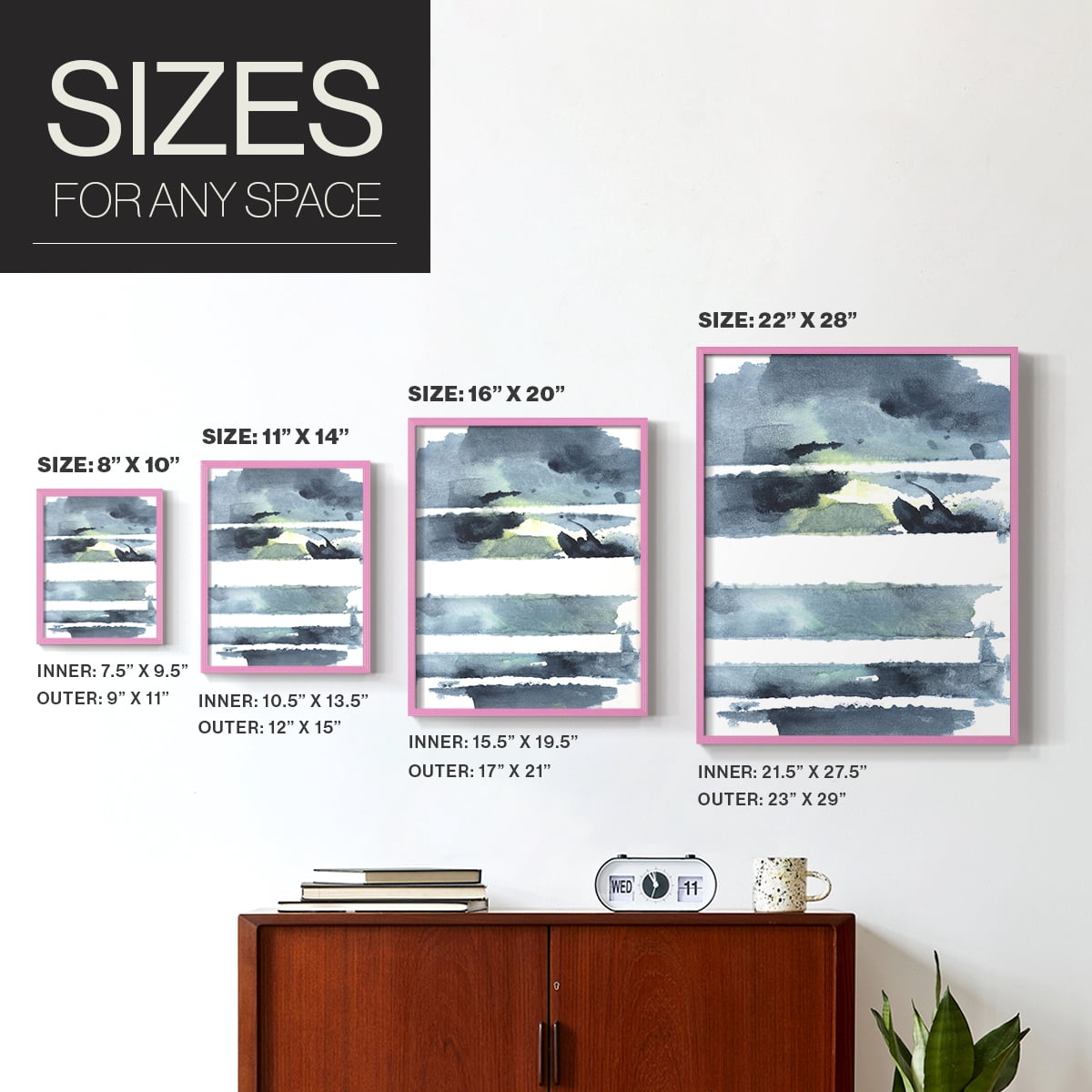 Blue Memories I Framed Print in Pink Solid Wood Framed Print No Nail Hanging