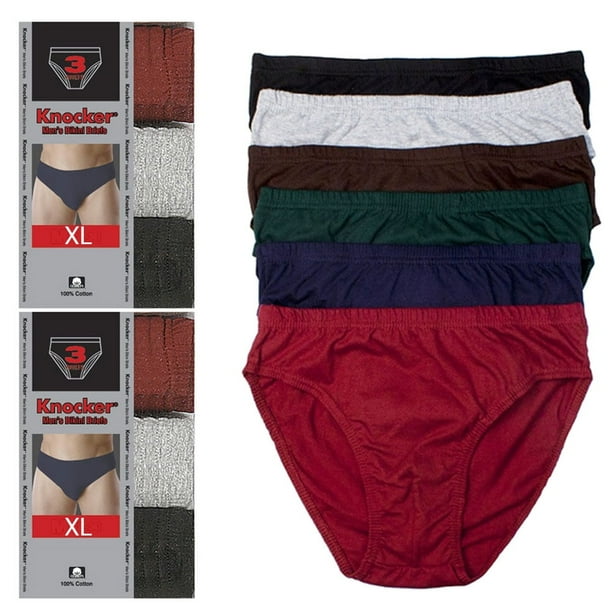 Pack de 6 calzoncillos de bikini para hombre, ropa interior, 100 % algodón, talla XL (40-42)