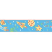 Blast Off Space Turquoise Border