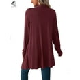 thumbnail image 6 of PULLIMORE Women Casual Open Front Cardigan Lightweight Irregular Hem Long Sleeve Coats (XL, Red), 6 of 6