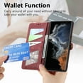 thumbnail image 5 of Feishell for Samsung S23 Ultra Case Wallet, Retro High Quality Zipper Pouch PU Leather Strap Flip Case with Magnetic Closure,[RFID Blocking] Card Holder Kickstand for Samsung Galaxy S23 Ultra, Red, 5 of 12