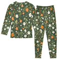 thumbnail image 2 of FORMRS Long Sleeve Top and Pants Pajama Set for Niños 2-Piece Sleepwear, Sizes 18M-8Y, Green Flowers Pattern, 2 of 6
