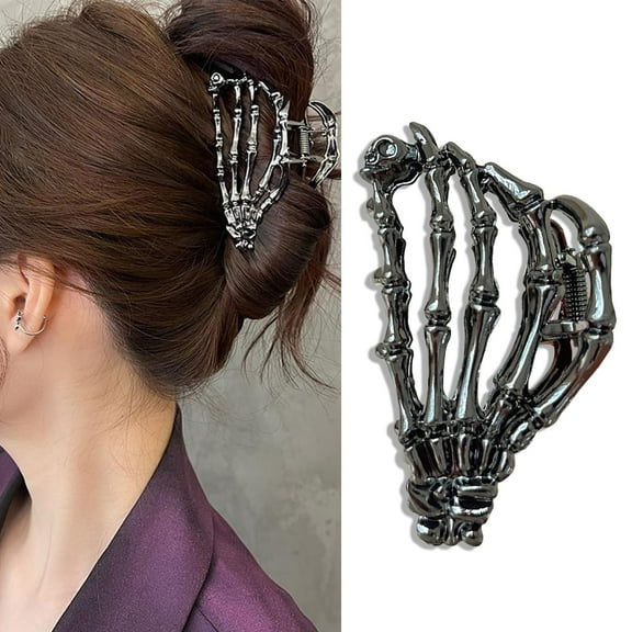 Metal Skull Hand Hair Clip, 1Pc Hair Claw Clip for Thin Hair Punk & Y2K-Style