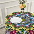 thumbnail image 5 of Coolnut 60" Floral Geometric Mandala Ornament Round Tablecloth, Table Cover Water Resistant Spill Proof Large Table Cover for Indoor & Outdoor Family Gathering Dinner, Hotel, BBQ, 5 of 7