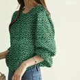 thumbnail image 7 of ZANZEA Women 3/4 Sleeve O-Neck Printed Office Casual Korean Blouses, 7 of 7