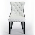 thumbnail image 3 of Dining Chair Sets of 2, Modern Accent Chairs Armchairs, Wingback Accent Chairs with Upholstered, Nailhead Trim and Tufted Button Back for Dining Room Kitchen Living Room, White+Black, 3 of 9