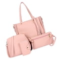 thumbnail image 1 of Sonducket Conjunto de 4 Uds. De bolsos para mujer, cartera femenina de Color sólido de piel sintética, bandolera de hombro, bolso de mano, accesorio de Bolsas de mensajero y de hombro Rosado, 1 of 6