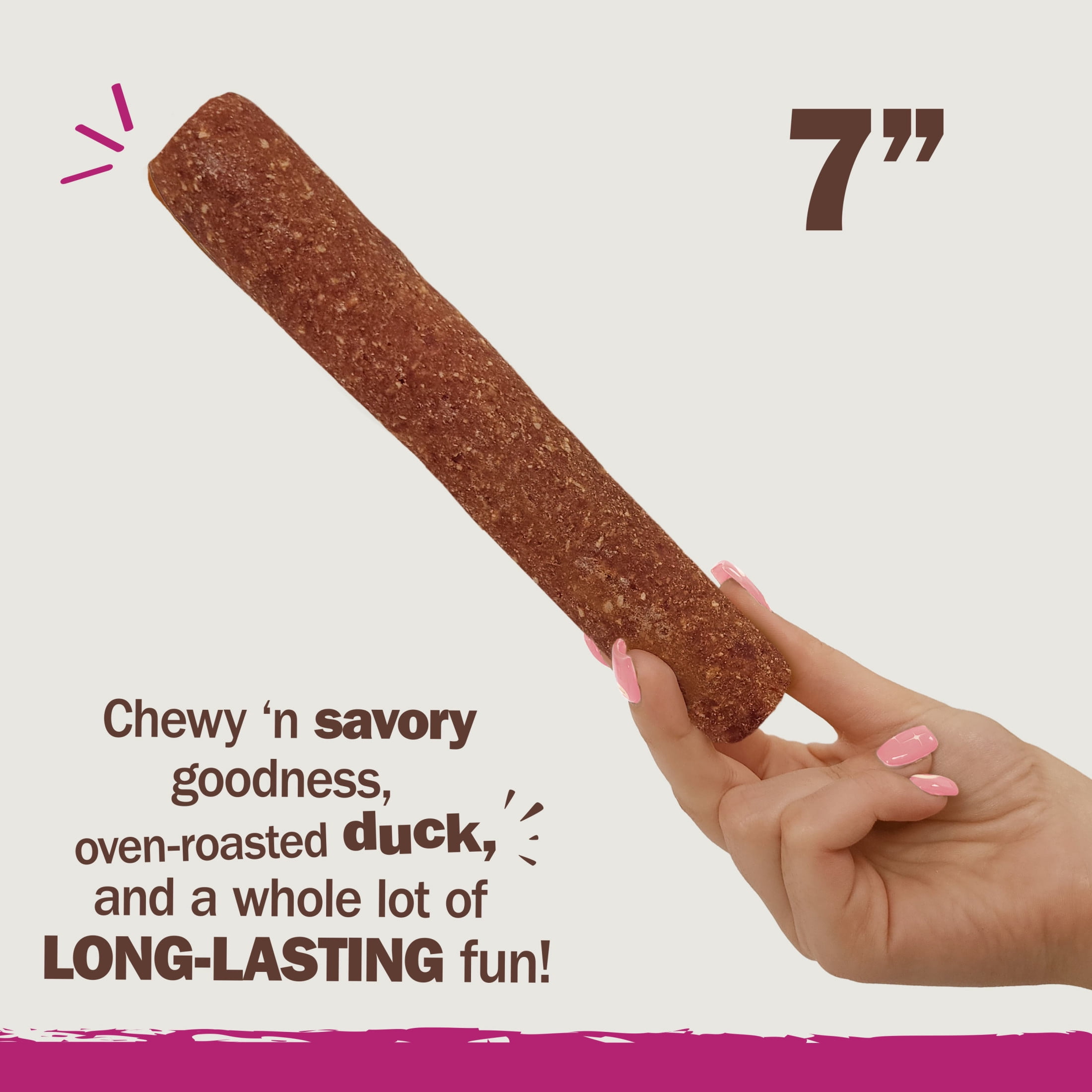 Cadet Chewalicious Dog Treats Chewy 'N Savory Rolls, Rawhide Free Chew Sticks for Dogs, Duck Flavor, 2 Count