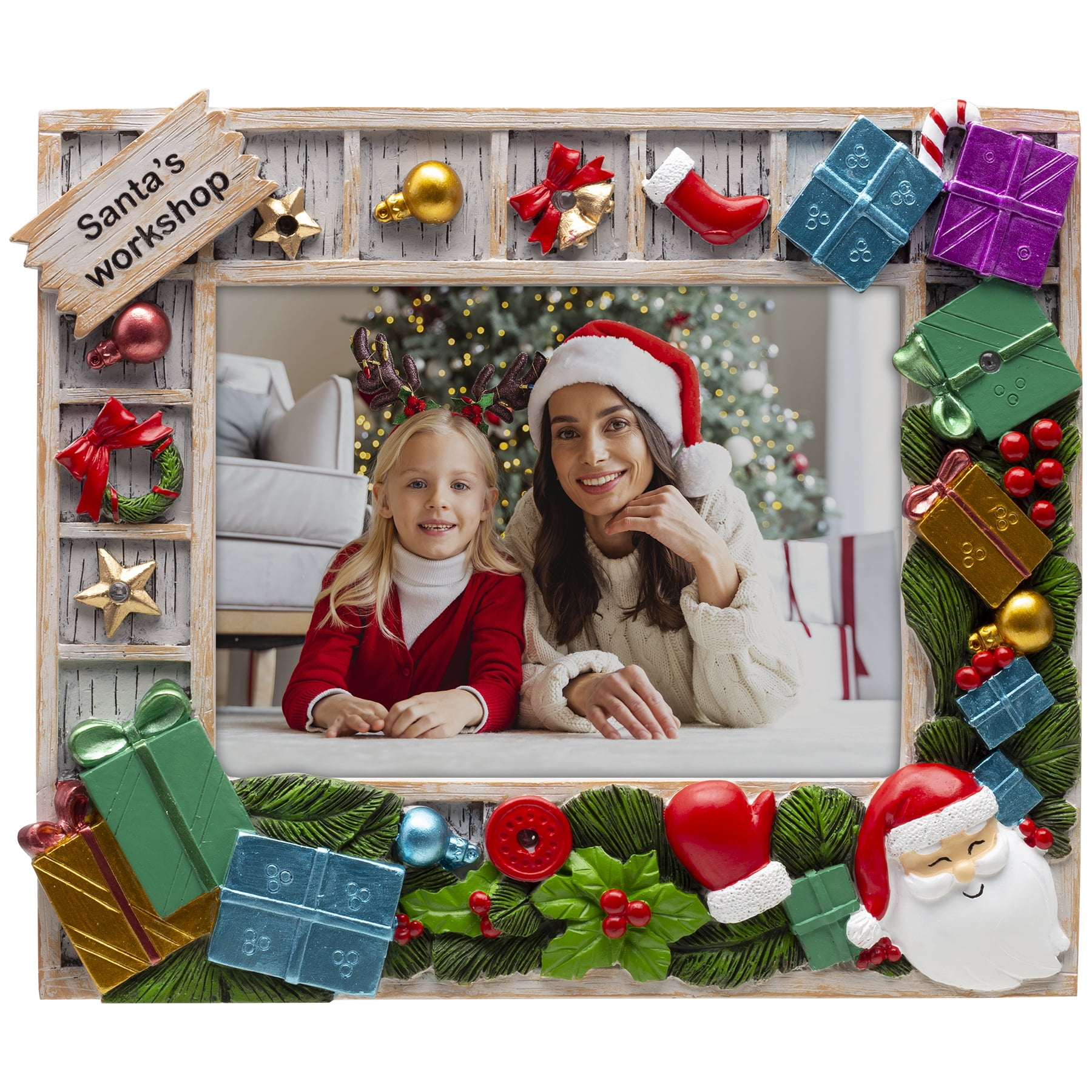Fine Photo Gifts Santa's Workshop Light-up 5x7 Resin Tabletop Picture Frame