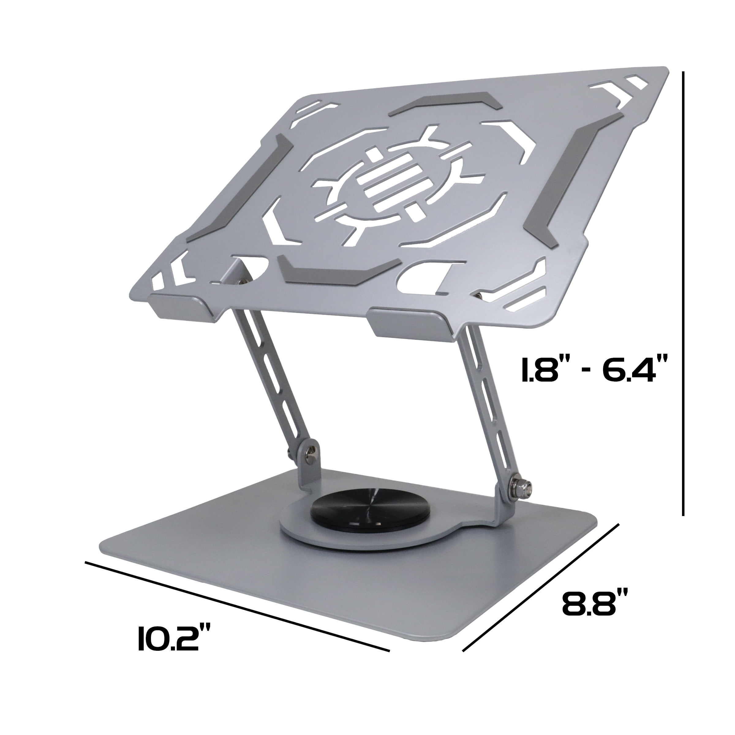 ENHANCE R1 Rotating Laptop Stand with 3 Cable Holders - Adjustable Laptop Riser for Desk - Silver