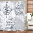 thumbnail image 2 of Newhomestyle Nautical Sailboat Compass Waterproof Polyester Shower Curtain with 12 Hooks, 72x72in, 2 of 5