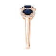 thumbnail image 3 of ANGARA Natural 1 Ct Round Sapphire Three Stone Halo Ring with Diamonds in 14K Rose Gold for Women (Size-6mm) | September Birthstone, Anniversary, Jewelry Gift for Women | Natural Blue Sapphire Ring, 3 of 8