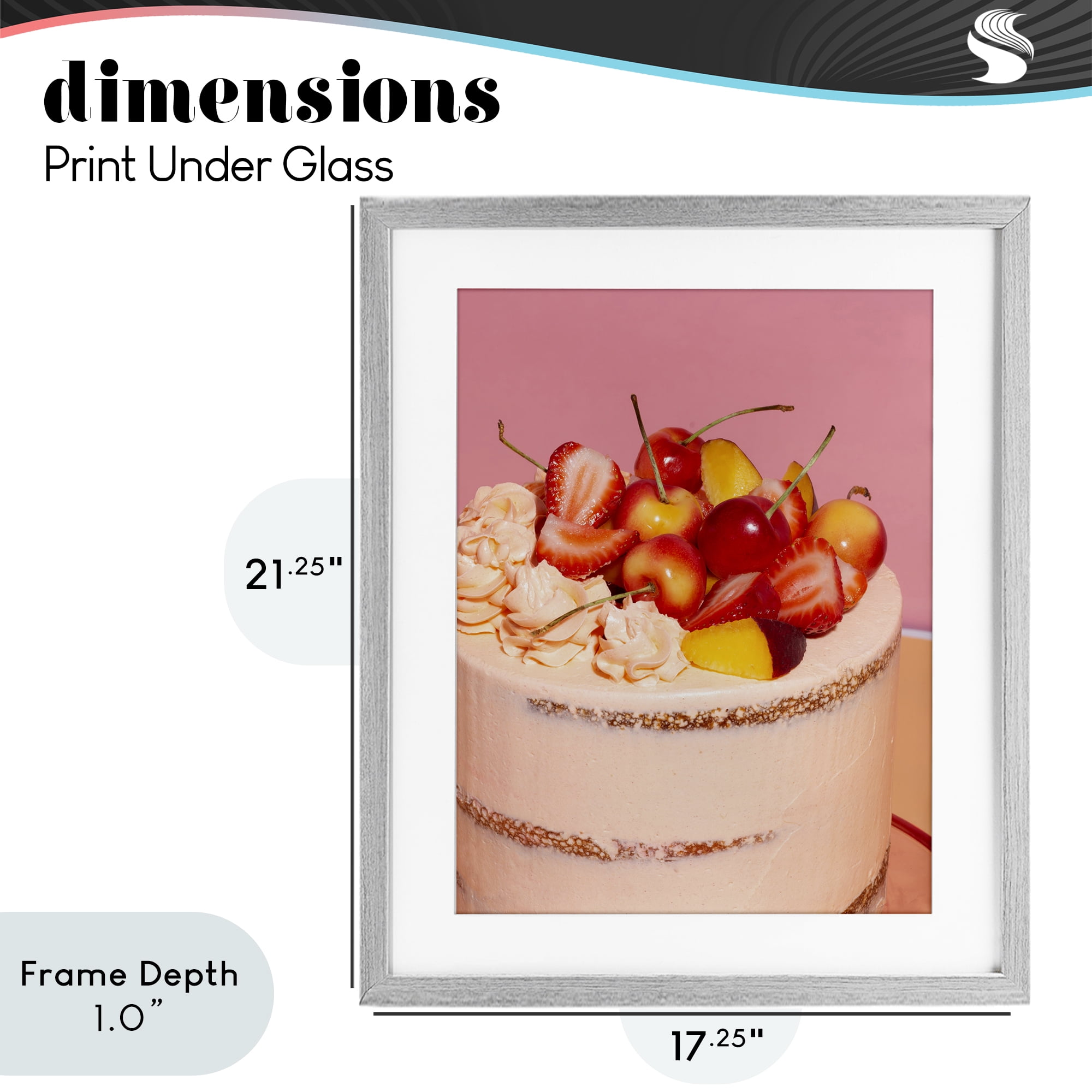 Stupell Industries Strawberry Fruit Cake Gray Framed Print Under Glass, design by LISH Creative