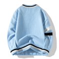 thumbnail image 2 of Men's V Neck Knit Sweater Long Sleeve Pullover Casual Striped Trim Sweater, 2 of 9