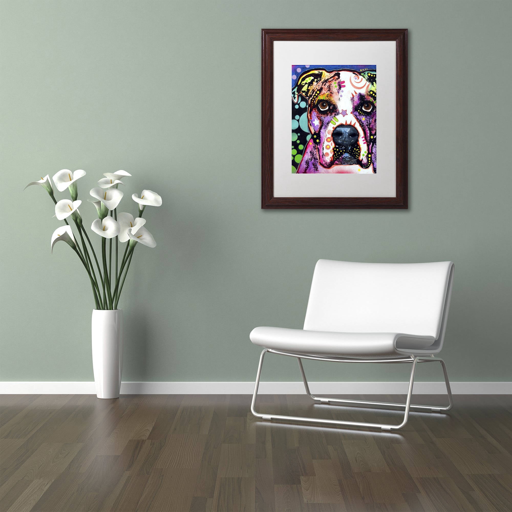 Trademark Fine Art " Bulldog II" Canvas Art by Dean Russo, White Matte, Wood Frame