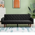 thumbnail image 6 of Aukfa 75" Tufted Futon Convertible Sofa Bed, Upholstered Arm Couch for Home Office, Black, 6 of 10