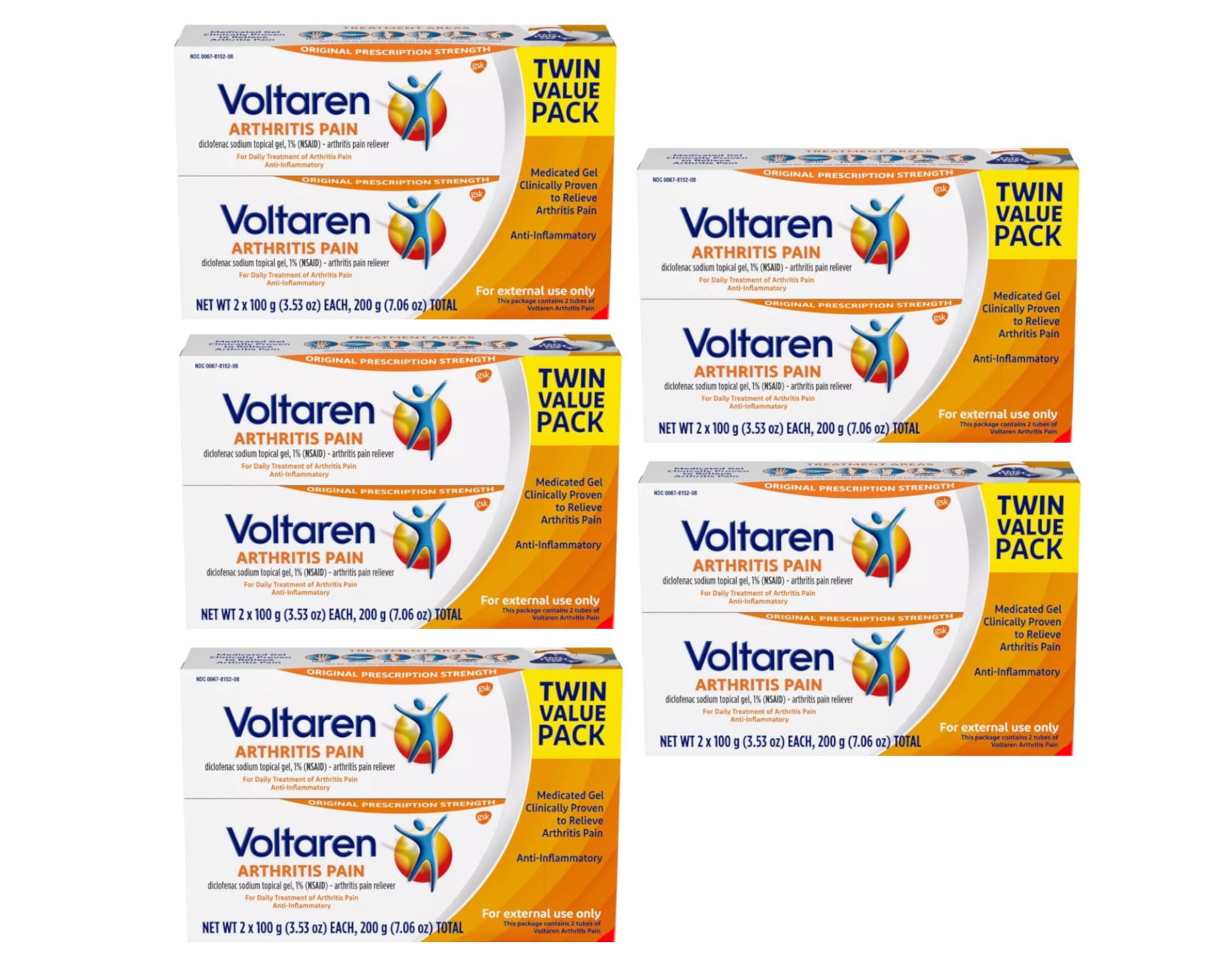 Voltaren Arthritis Pain Topical Gel,3.53 oz. Twin Pack Pack of 5