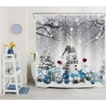 thumbnail image 3 of Winter Christmas Shower Curtain with Hooks, Cute Snowman in Snowy Forest Shower Curtain for Bathroom Decor Pine Tree Covered with Snow Shower Curtain Set Bathroom Accessories, 72L X 72W inches, 3 of 6