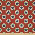 thumbnail image 2 of Ambesonne Prehistoric Country Fabric by the Yard Microfiber, Stars Dots, 2 Yards, Scarlet Navy Blue Cream, 2 of 2