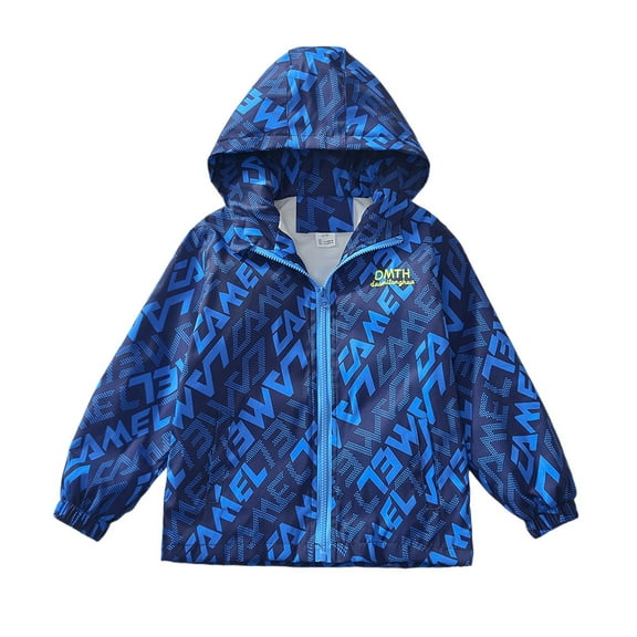 XEGLSBU Boys Jackets Size 14-16 Fall Boys Windbreaker Jacket with Cartoon Print Lightweight Outdoor Jacket for Kids Youth Hiking Camping Sports Boys Jacket 5T Navy Blue Size 5-6 Years