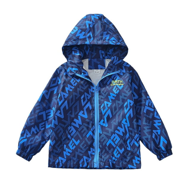 Manteau Coupe-Vent pour Garçons, Imperméable Léger d'Extérieur avec Imprimé de Dessins Animés pour Enfants, Idéal pour la Randonnée, le Camping et les Sports