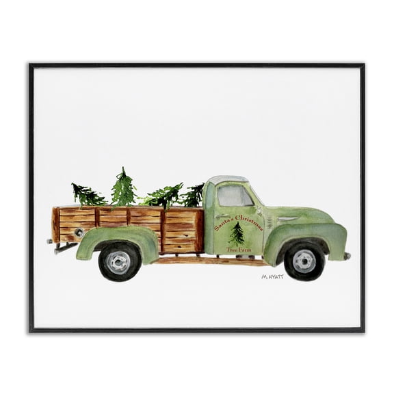 Stupell Industries Farmhouse Santa's Christmas Tree Farm Truck Black Framed Giclee Art, 14 x 11, by Melissa Hyatt