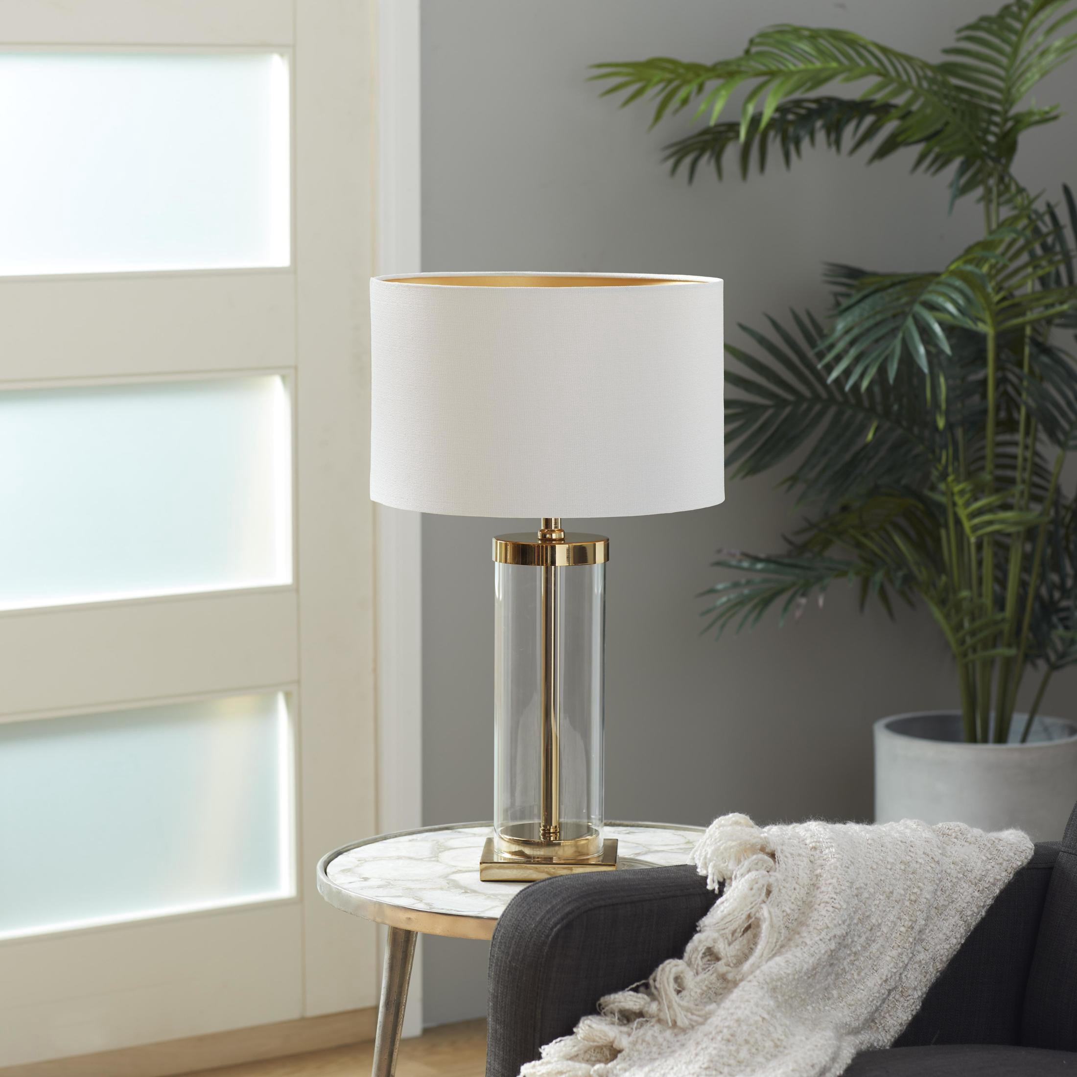 CosmoLiving by Cosmopolitan 24" Gold Table Lamp with White Linen Shade