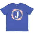 thumbnail image 3 of Inktastic Monogram Letter J Floral Rose Wreath Youth T-Shirt, 3 of 5