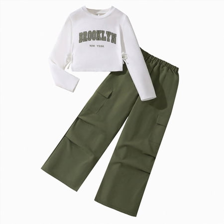 Baby Girl Boy Fall Outfit Long Sleeve Letter Pullover Sweatshirt Pants Infant Boys Fall Winter Clothes Set(Dark Green 10-11 Years)