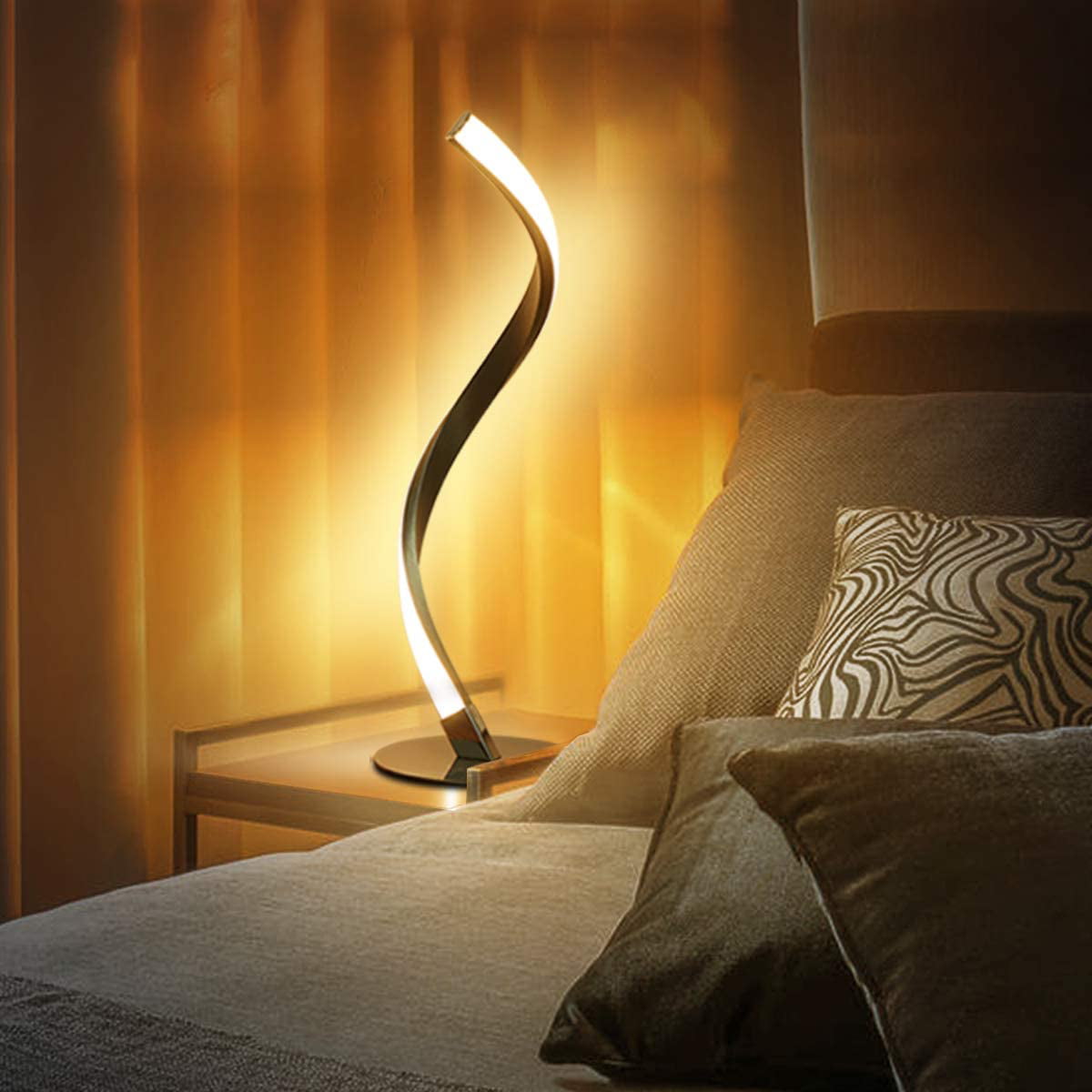 Spiral LED Table Lamp Modern Bedside Desk Lamps, Contemporary