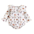 thumbnail image 1 of WEAIXIMIUNGChristmas Girls Long Sleeve Ruffles Floral Prints Romper Bodysuits 12-18 Months, 1 of 8