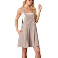 thumbnail image 5 of JWD Women's Rompers summer sleeveless short Jumpsuits Button adjustment with pocket Light Khaki S, 5 of 8