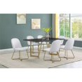 thumbnail image 4 of 7pc Black Wood Top Dining Set with White Faux Leather Chairs and Gold Base, 4 of 5