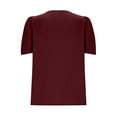 thumbnail image 5 of RYDCOT Womens Dressy Casual Tops Puff Sleeve Keyhole Crew Neck Business Work Blouses Pleated Summer Shirts 2025 Trendy Clothes Wine, 5 of 7