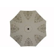Premium Resort Print Market Outdoor Patio Umbrella (Crank & Tilt)- Tan & Brown