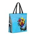 thumbnail image 2 of Naloa Elephant Trunk Couple Flowers Tote Bag for Women, Foldable Tote Bag With Zipper, Large Shoulder Bag, Top Handle Handbag for Travel, Work, Shopping, 2 of 9
