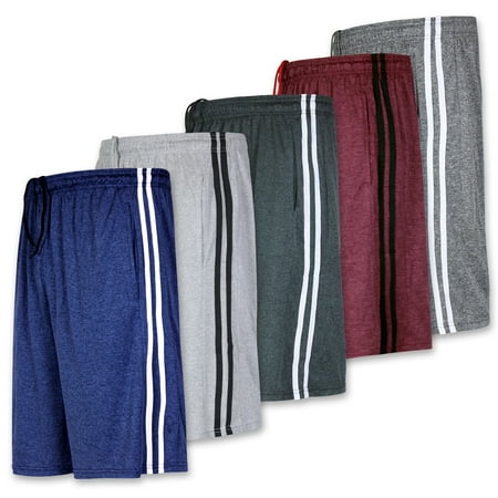 Real Essentials Youth Dry-Fit Athletic 5-Pack Gym Shorts with Pockets, Sizes 5-18