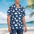 thumbnail image 2 of Lsque Cute Goose On Blue Sky pattern Hawaiian Shirt for Men, Unisex Summer Beach Casual Short Sleeve Button Down Shirts-Large, 2 of 9