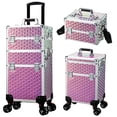 thumbnail image 1 of Rolling Makeup Train Case Yueieoun 3 en 1 con ruedas, color rosa, 1 of 7